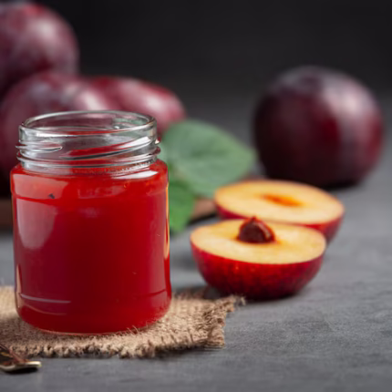 Organic premium apple jam in a jar